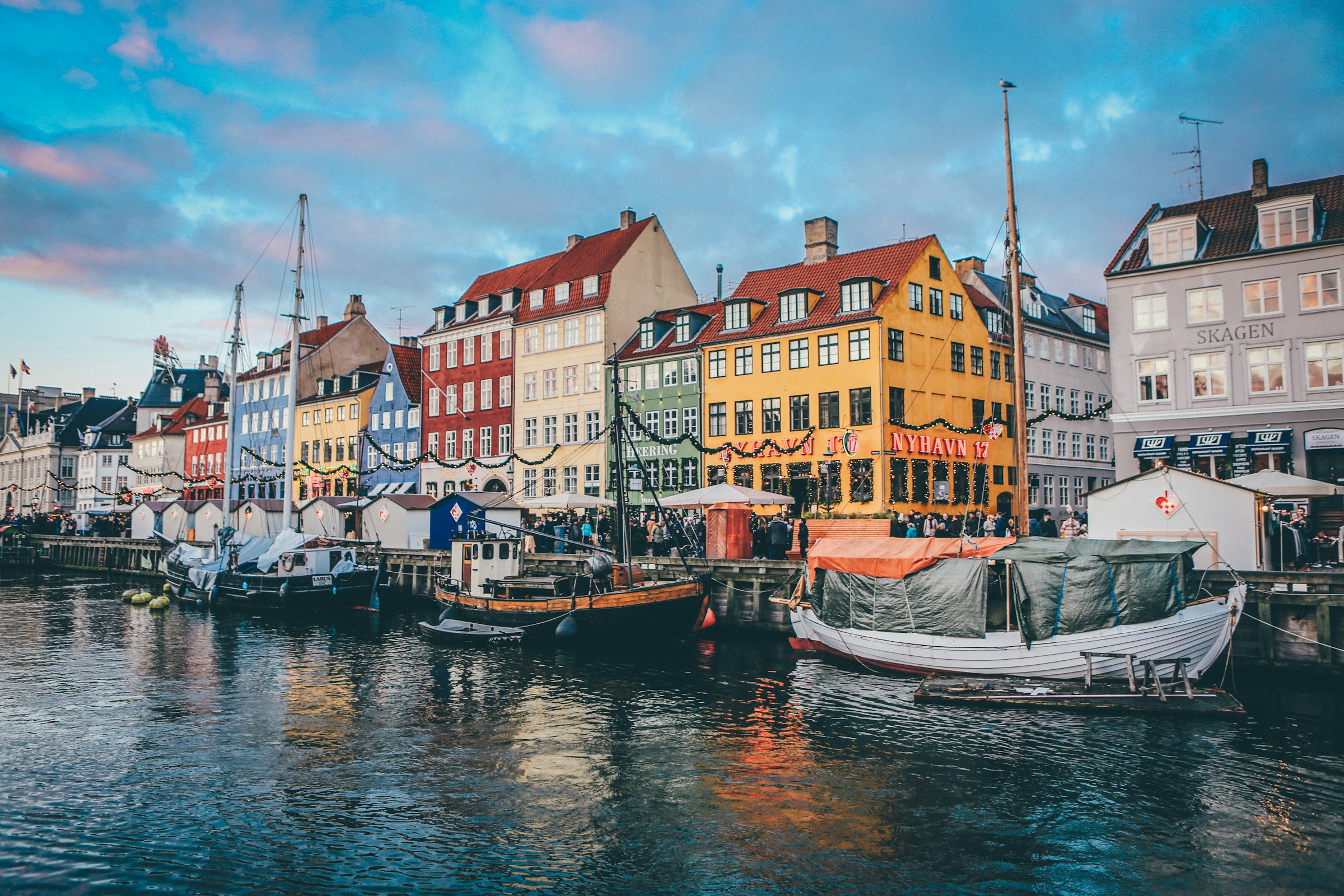 Copenhagen waterfront and colourful Danish architecture